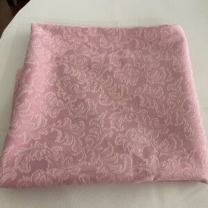 Dusty Rose Damask Tablecloth; Round; Heavyweight with Backing; Perfect Condition